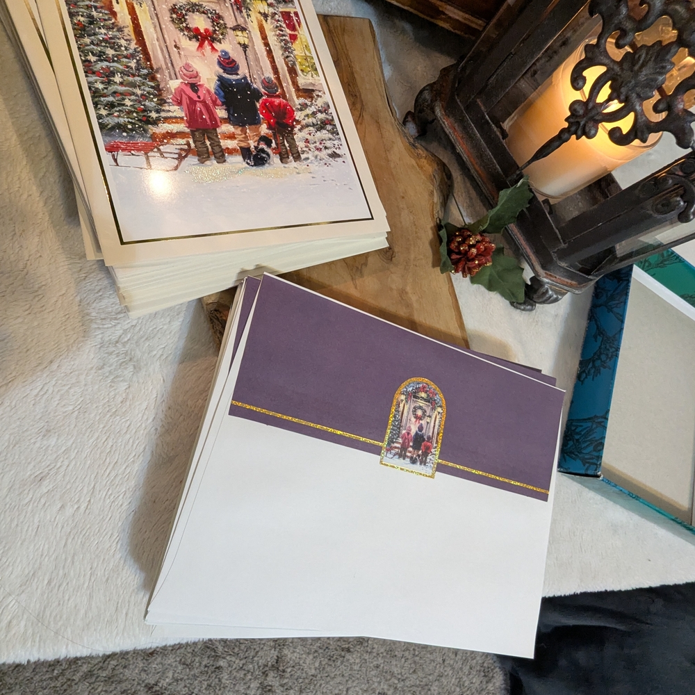 1980s Hallmark 3 Kids And Dog Caroling Christmas Cards (Set Of 22)